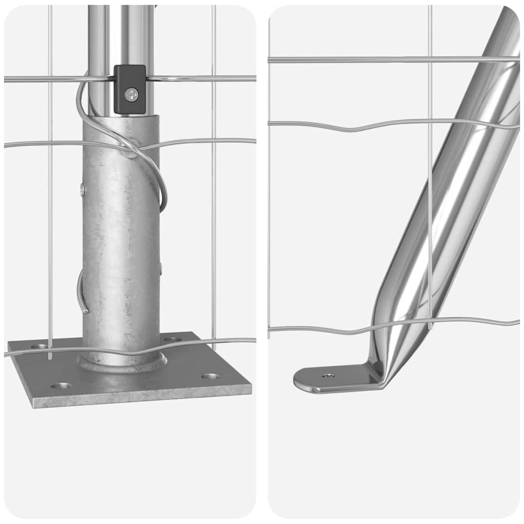 Zaun mit Pfosten Silber 1 x 10 m Stahl